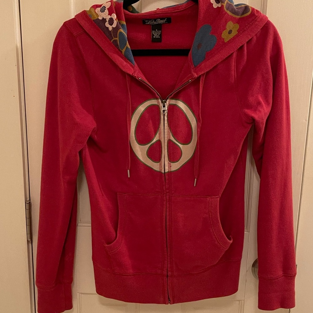 Red Lucky Brand zip up hoodie